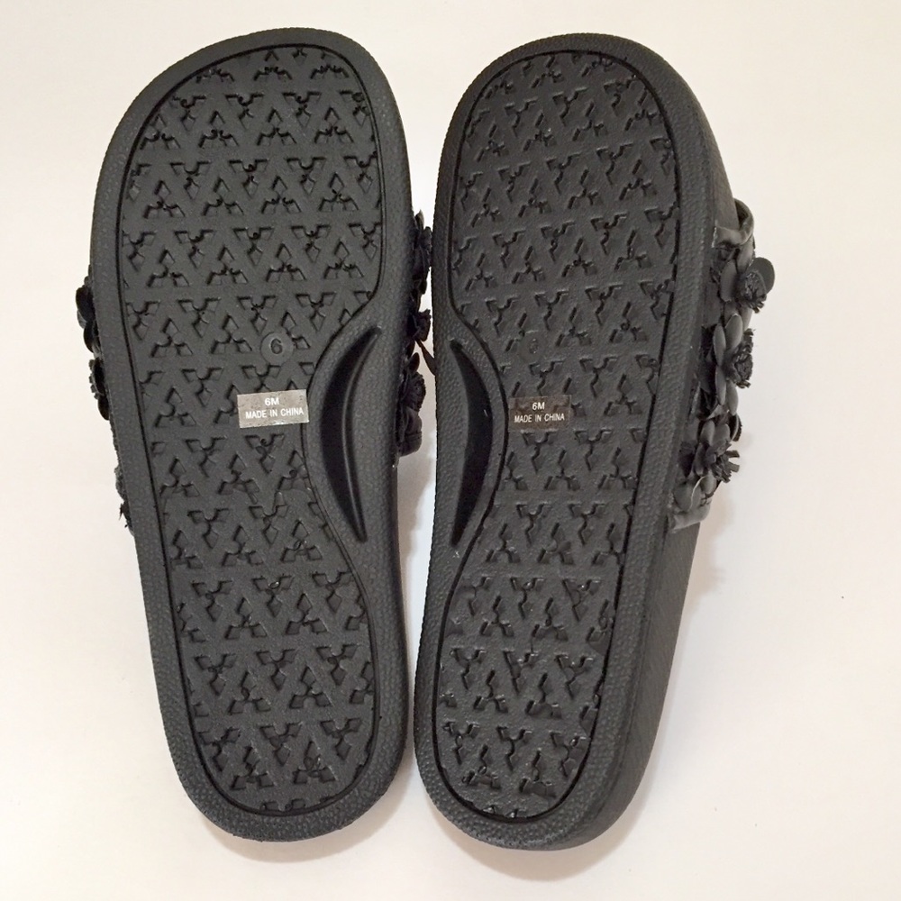 Stella Black Floral Embellished Slide Sandal NIB 6 - Picture 7 of 11